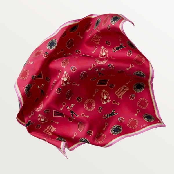 Diabolo de Cartier方巾 90 紫红色斜纹真丝