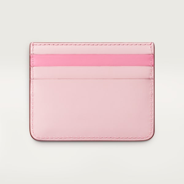 C de Cartier单卡片夹 粉色/淡粉色双色小牛皮，镀钯和淡粉色珐琅饰面