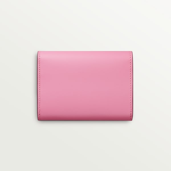 迷你皮夹，C de Cartier系列 粉色/淡粉色双色小牛皮，镀钯和淡粉色珐琅饰面