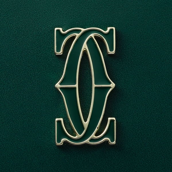 Simple Card Holder, C de Cartier Dark green calfskin, gold and dark green enamel finish