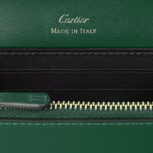 迷你皮夹，C de Cartier系列 深绿色小牛皮，镀金和深绿色珐琅饰面
