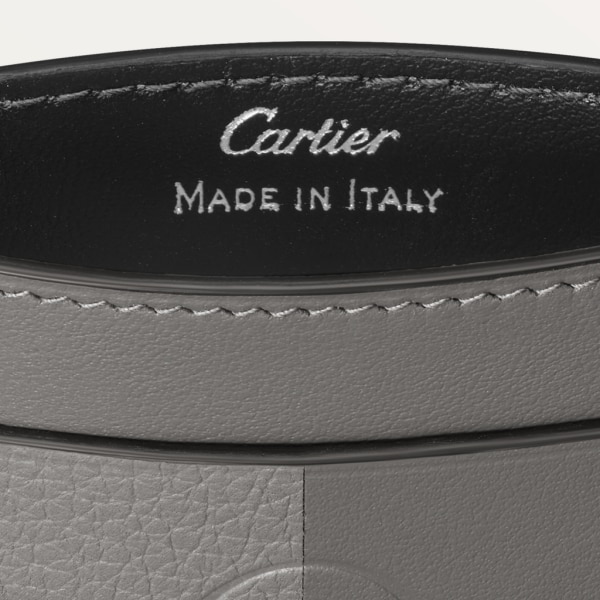 Must de Cartier单层卡片夹 光滑和粒面烟灰色牛皮，镀钌饰面
