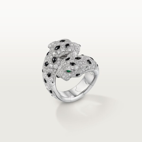 Panthère de Cartier ring White gold, emeralds, onyx, diamonds