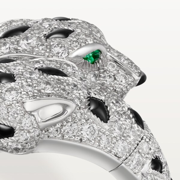 Panthère de Cartier ring White gold, emeralds, onyx, diamonds