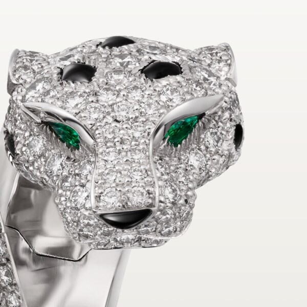 Panthère de Cartier ring White gold, emeralds, onyx, diamonds