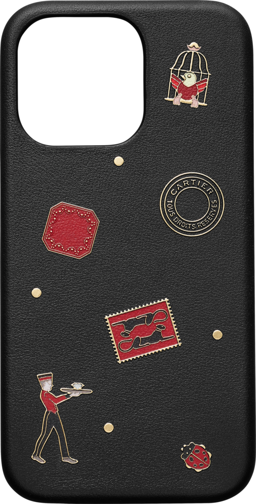 Diabolo de Cartier phone case compatible with iPhone 13Black calfskin