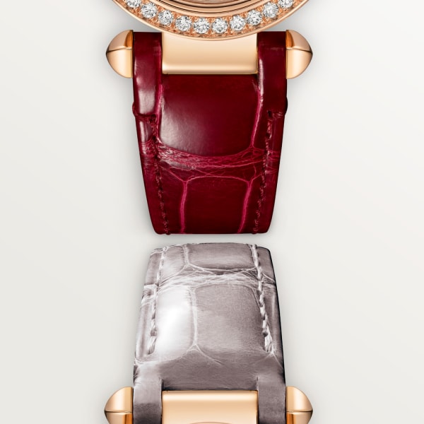 Pasha de Cartier腕表 30毫米表款，高效率石英机芯，玫瑰金，钻石，可替换式皮表带