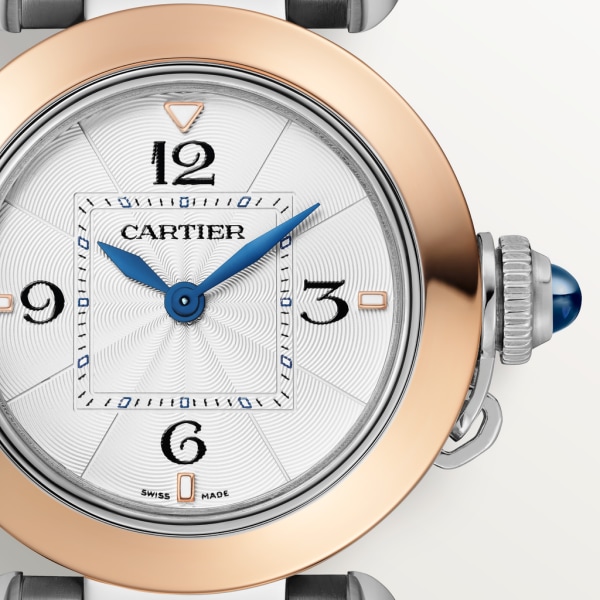 Pasha de Cartier腕表 30毫米表款，高效率石英机芯，玫瑰金，精钢，可替换式金属表链与皮表带