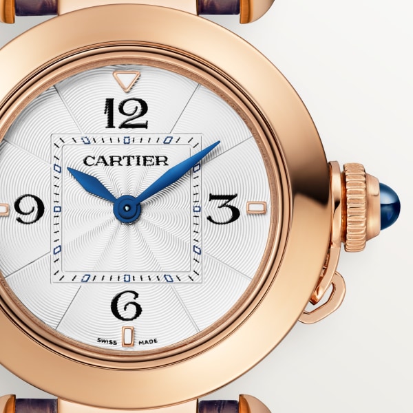 Pasha de Cartier腕表 30毫米表款，高效率石英机芯，玫瑰金，可替换式皮表带