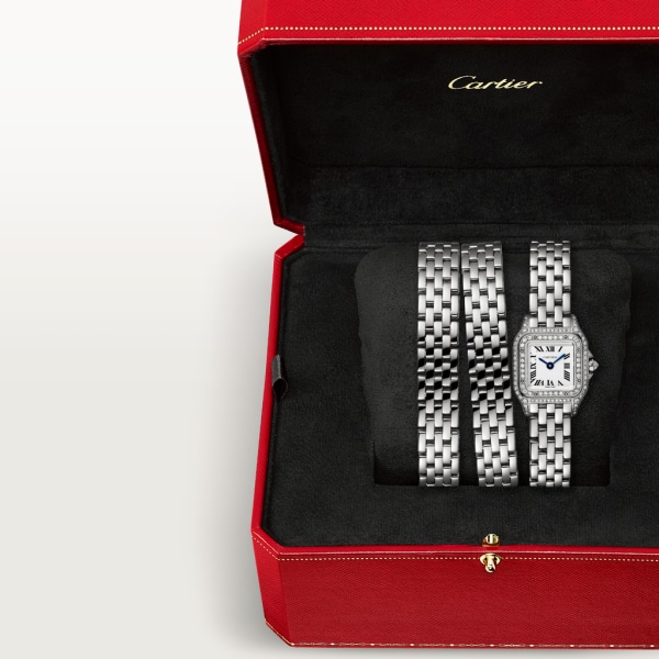 Panthère de Cartier腕表 迷你表款，石英机芯，18K白金，钻石