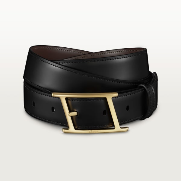 Tank Asymétrique de Cartier belt Black cowhide, gold-finish asymmetric buckle