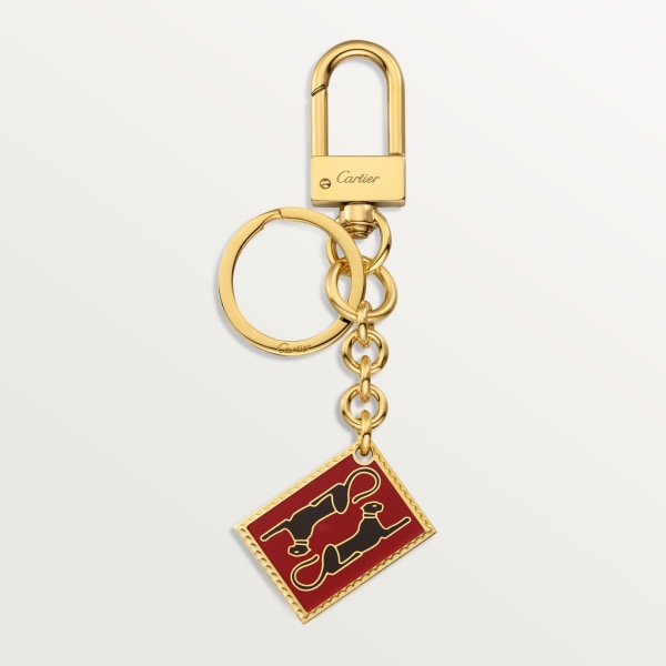 Diabolo de Cartier猎豹印章图案钥匙圈 清漆镀金饰面金属