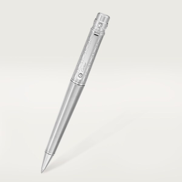 Santos de Cartier ballpoint pen Large model, brushed and engraved metal, palladium finish