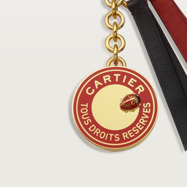 Diabolo de Cartier seal key ring Lacquered metal, leather, golden-finish