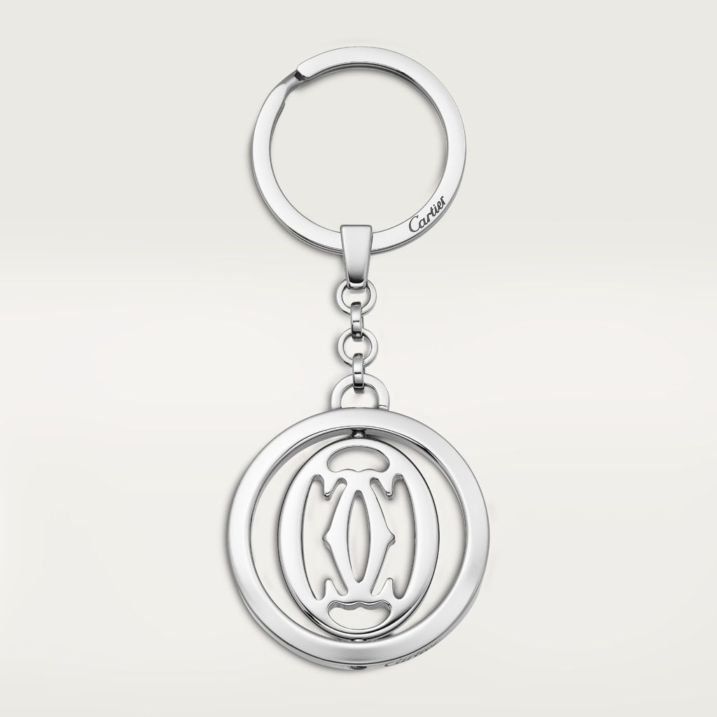 Pivoting double C décor key ringStainless steel
