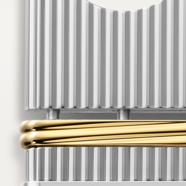 Louis Cartier Vendôme槽纹图案装饰钥匙圈 黄铜和精钢，镀钯和镀金饰面。