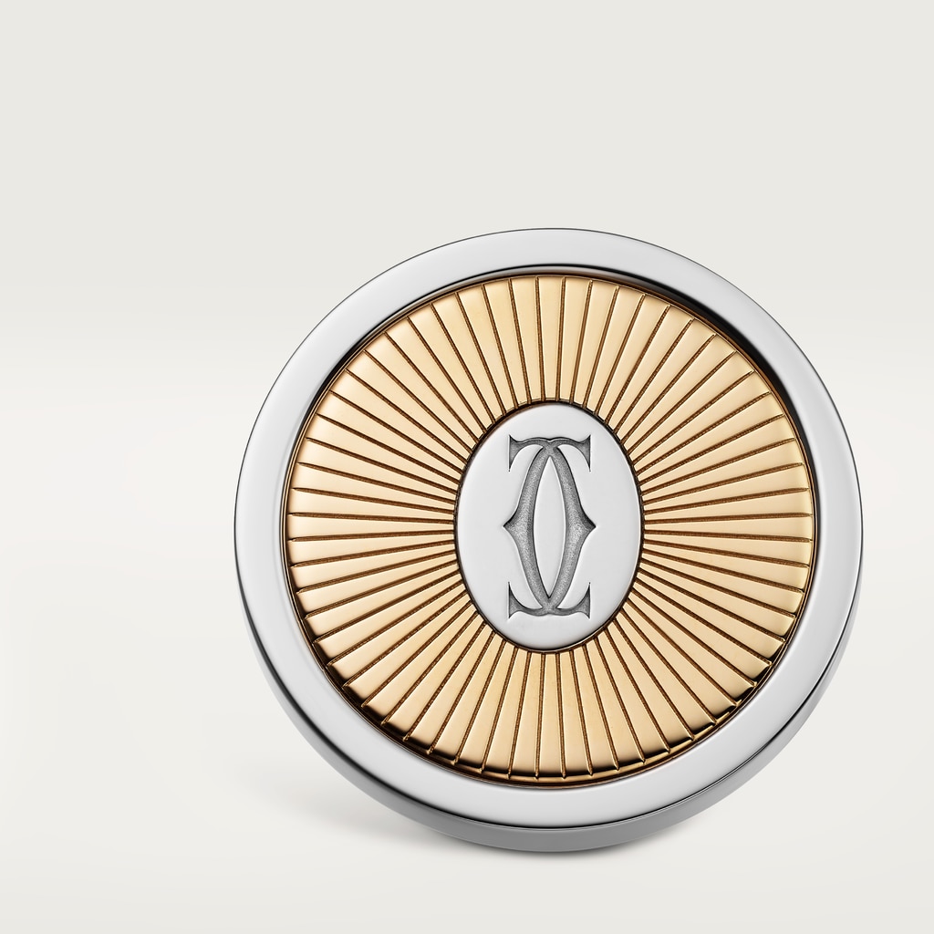 Double C de Cartier logo cufflinks with gold and silver Sunray motifYellow gold, sterling silver, palladium finish