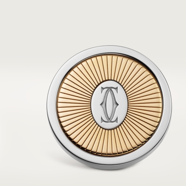 Double C de Cartier logo cufflinks with gold and silver Sunray motif Yellow gold, sterling silver, palladium finish
