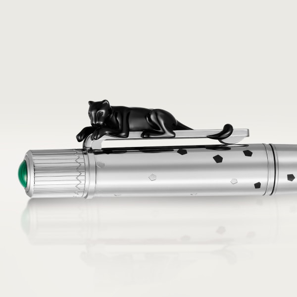 Panthère de Cartier ballpoint pen Limited numbered edition, sterling silver, black lacquer, malachite