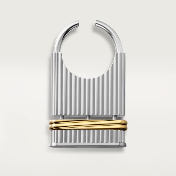 Louis Cartier Vendôme槽纹图案装饰钥匙圈 黄铜和精钢，镀钯和镀金饰面。