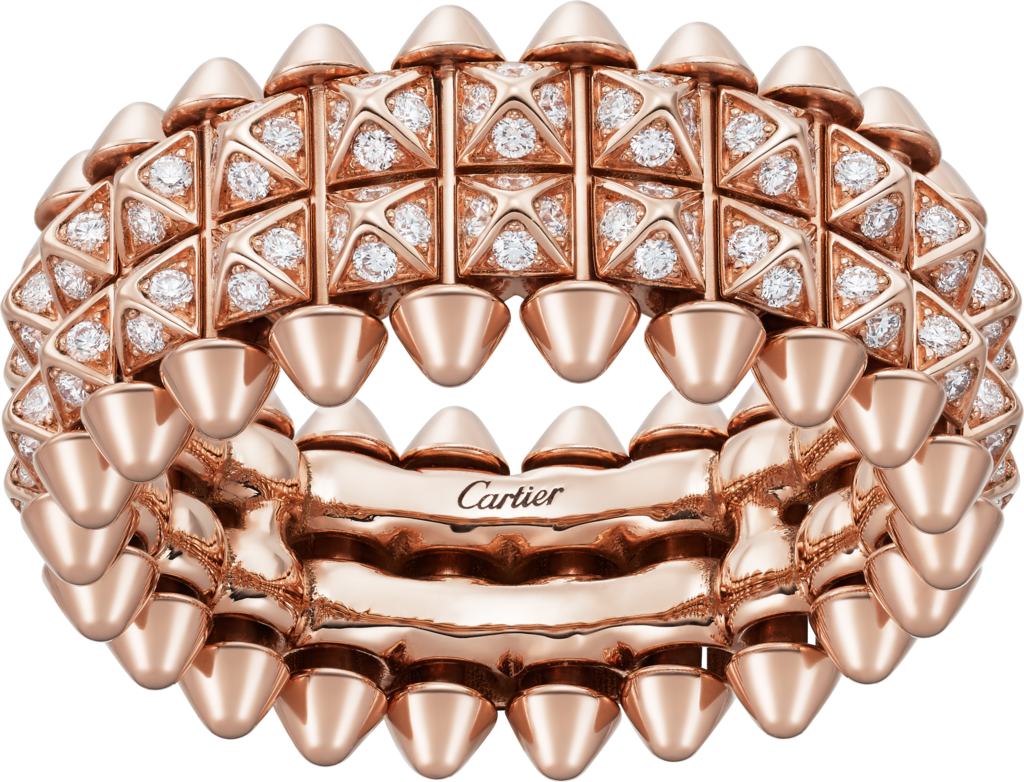 Clash de Cartier戒指玫瑰金，钻石。