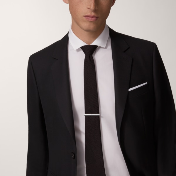 Santos de Cartier领带夹 精钢，黑漆，镀钯饰面