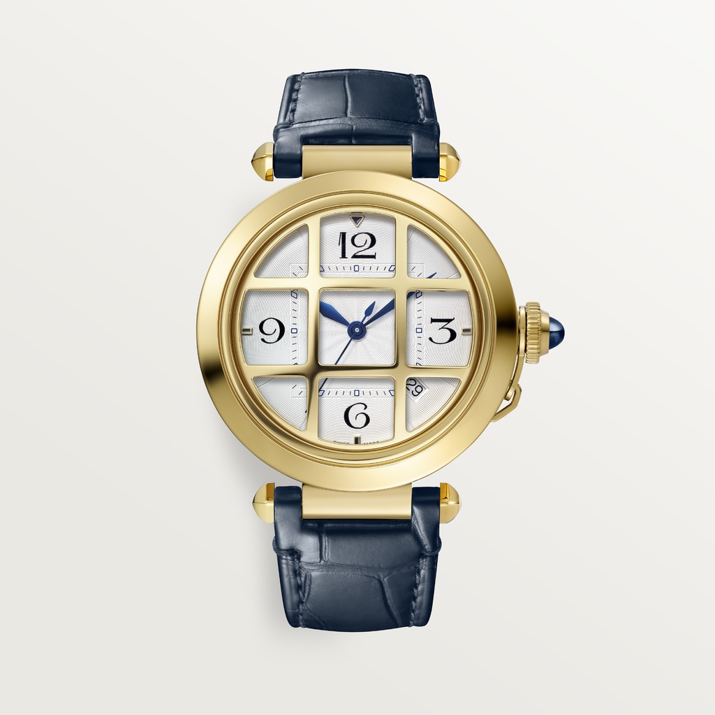Pasha de Cartier watch41 mm, automatic movement, yellow gold, interchangeable leather straps