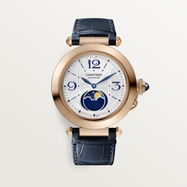 Pasha de Cartier watch 41 mm, automatic movement, rose gold, interchangeable leather straps