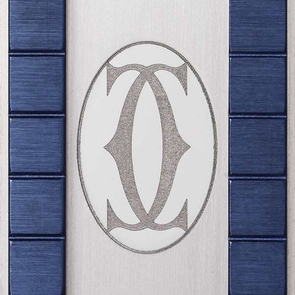 Santos de Cartier money clip Stainless steel, striated metal covered with blue PVD