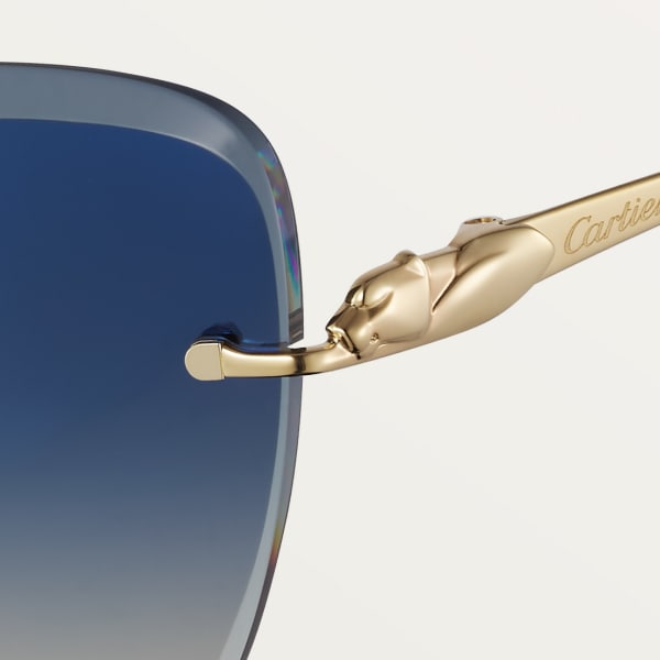 Panthère de Cartier太阳眼镜 抛光镀金饰面金属，渐变蓝色镜片
