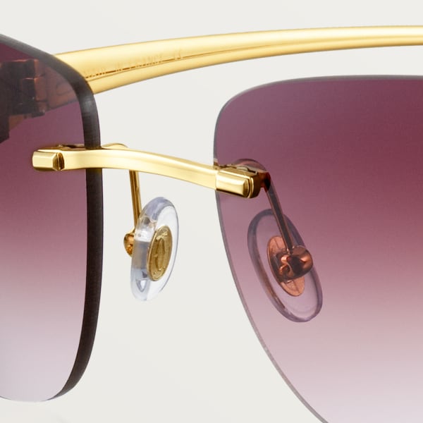Panthère de Cartier太阳眼镜 镀金饰面，金属材质，酒红色镜片