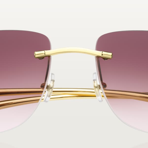 Panthère de Cartier sunglasses Metal, smooth golden finish, purple lenses