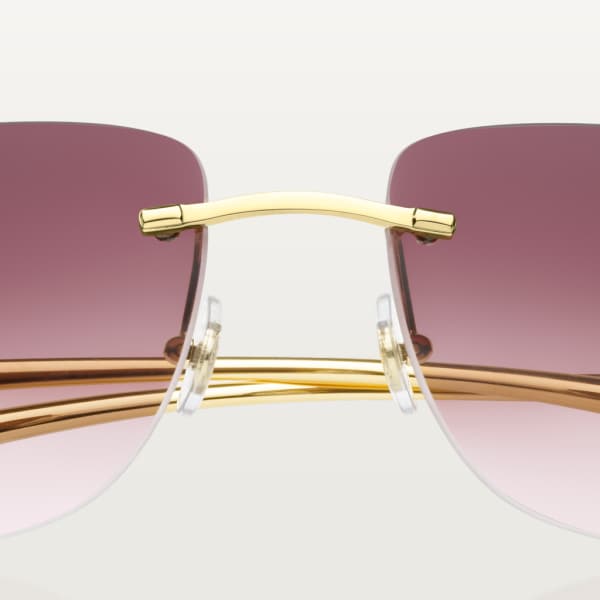 Panthère de Cartier太阳眼镜 镀金饰面，金属材质，酒红色镜片