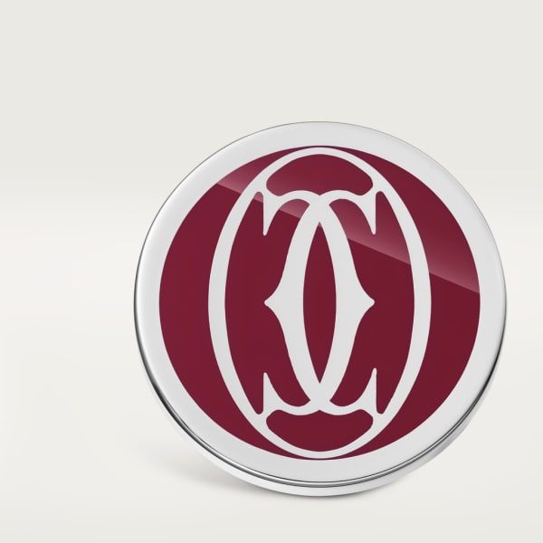 Double C de Cartier logo cufflinks with burgundy lacquer Sterling silver, palladium finish, burgundy lacquer.