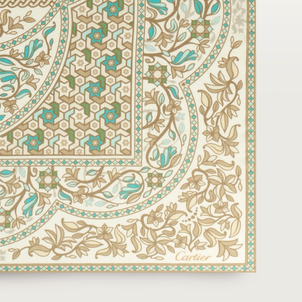 Panthère Arabesques 140 cm shawl Ecru silk and cashmere