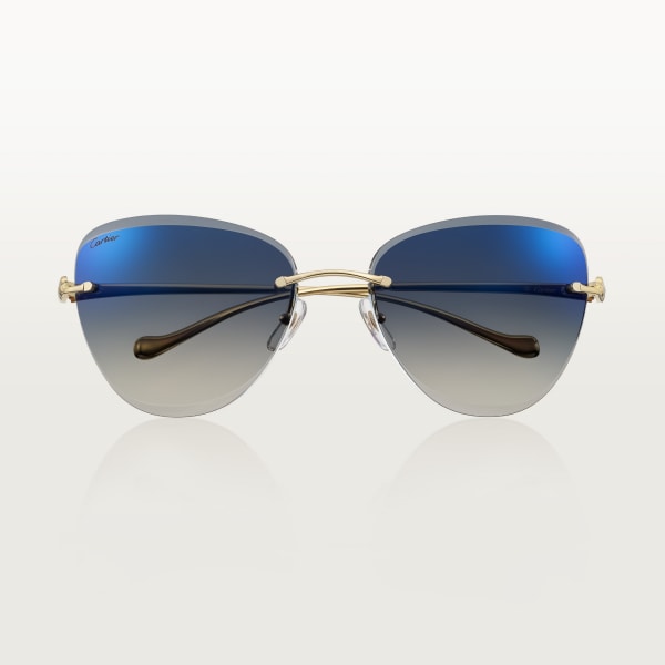 Panthère de Cartier太阳眼镜 抛光镀金饰面金属，渐变蓝色镜片