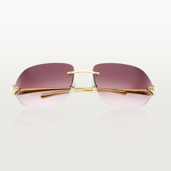 Panthère de Cartier sunglasses Metal, smooth golden finish, purple lenses