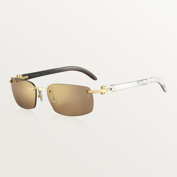 C Décor sunglasses White buffalo horn, smooth golden finish, brown lenses