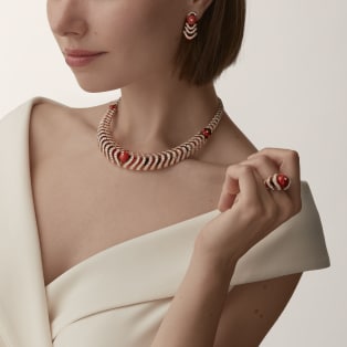 High Jewellery earrings Rose gold, coral, onyx, diamonds