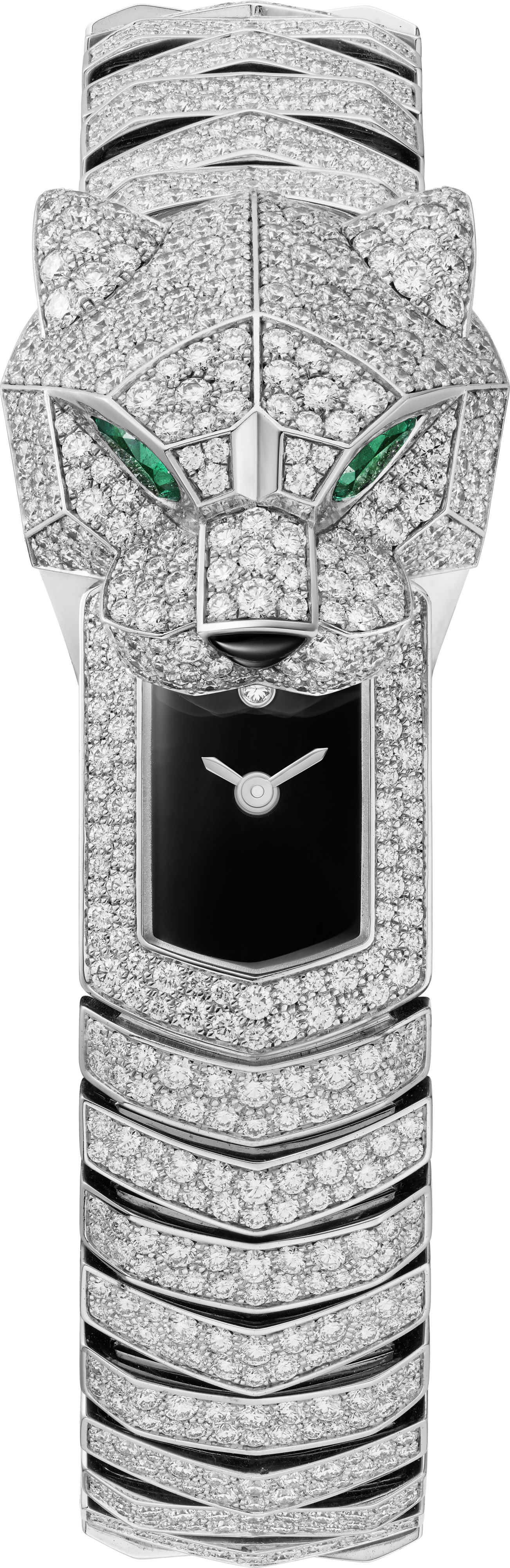 La Panthère de Cartier卡地亚猎豹腕表38.2毫米表款，石英机芯，镀铑白金，钻石，金属表链