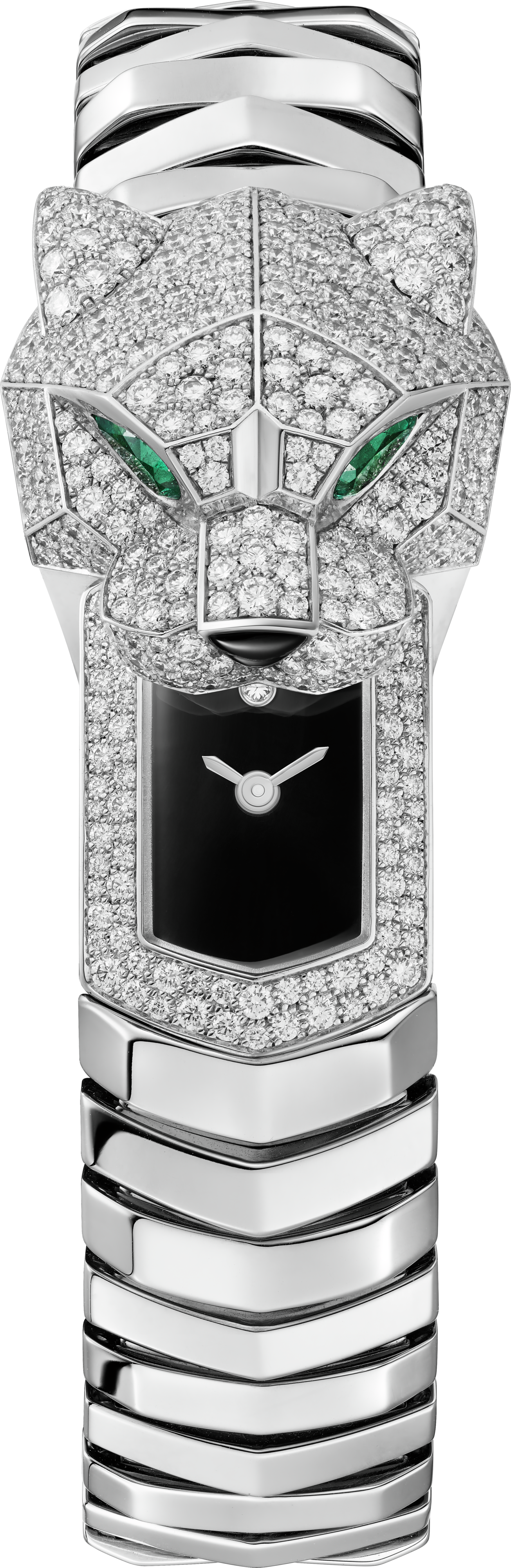 Panthère de Cartier 腕錶38.2毫米表款，石英机芯，镀铑白金，钻石，金属表链