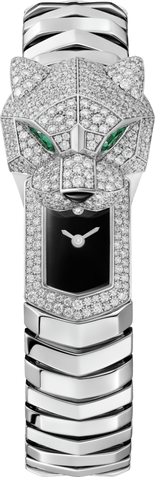 Panthère de Cartier 腕錶 38.2毫米表款，石英机芯，镀铑白金，钻石，金属表链