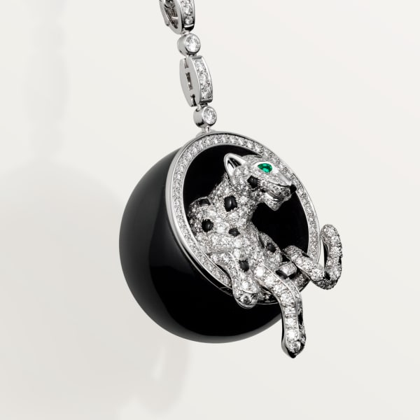 Panthère de Cartier项链 白金，黑色软玉，缟玛瑙，祖母绿，钻石