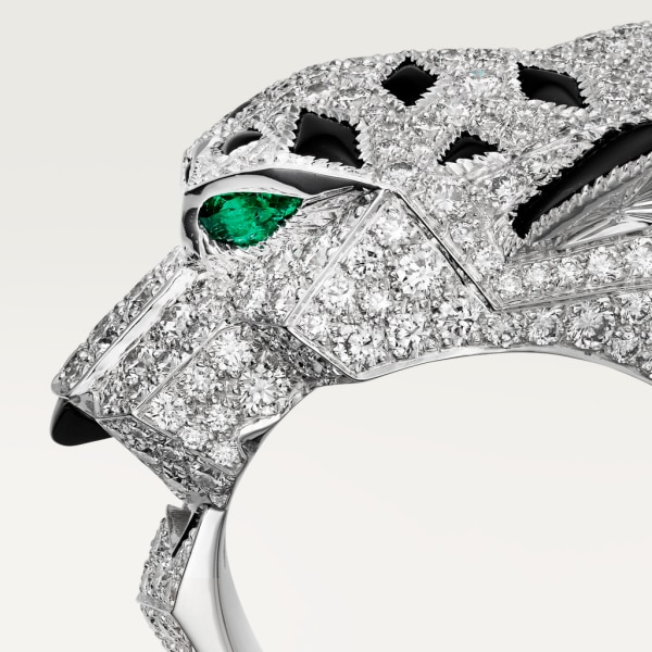 Panthère de Cartier戒指 白金，钻石，祖母绿，缟玛瑙