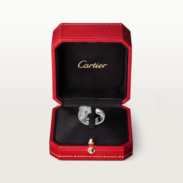 Panthère de Cartier戒指 白金，钻石，祖母绿，缟玛瑙