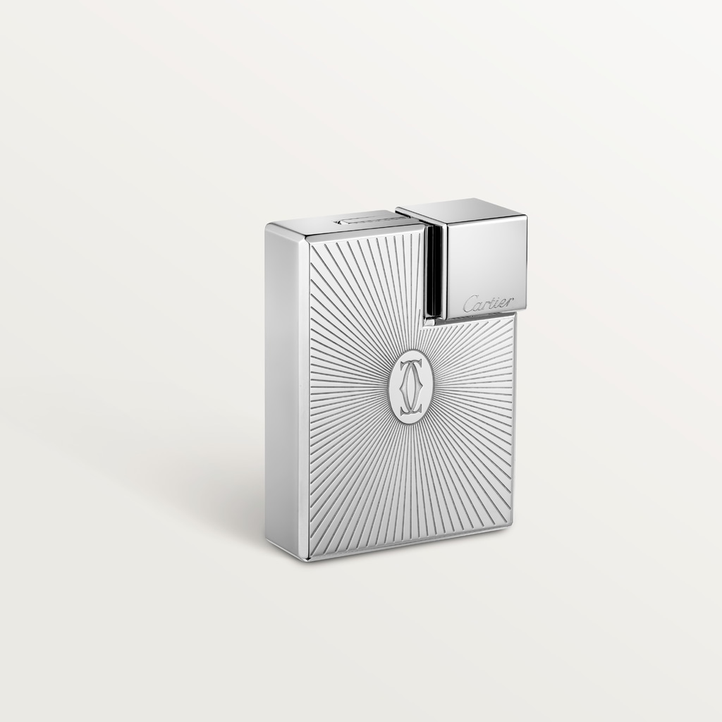 Double C de Cartier logo square lighter with Sunray motif in palladium finishMetal, palladium finish
