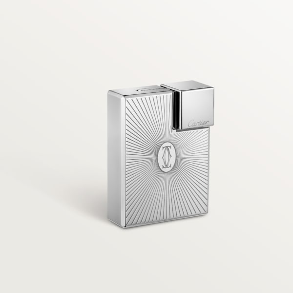 Double C de Cartier logo square lighter with Sunray motif in palladium finish Metal, palladium finish