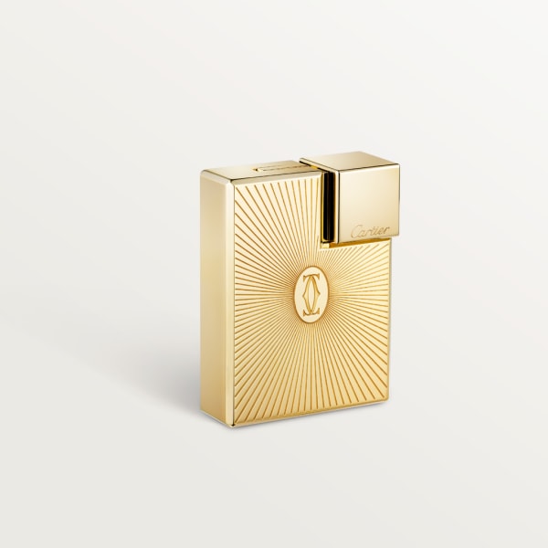 Double C de Cartier logo square lighter with Sunray motif in yellow-gold finish Metal, yellow-gold finish