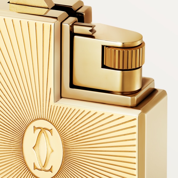 Double C de Cartier logo square lighter with Sunray motif in yellow-gold finish Metal, yellow-gold finish
