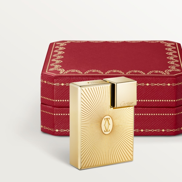 Double C de Cartier logo square lighter with Sunray motif in yellow-gold finish Metal, yellow-gold finish